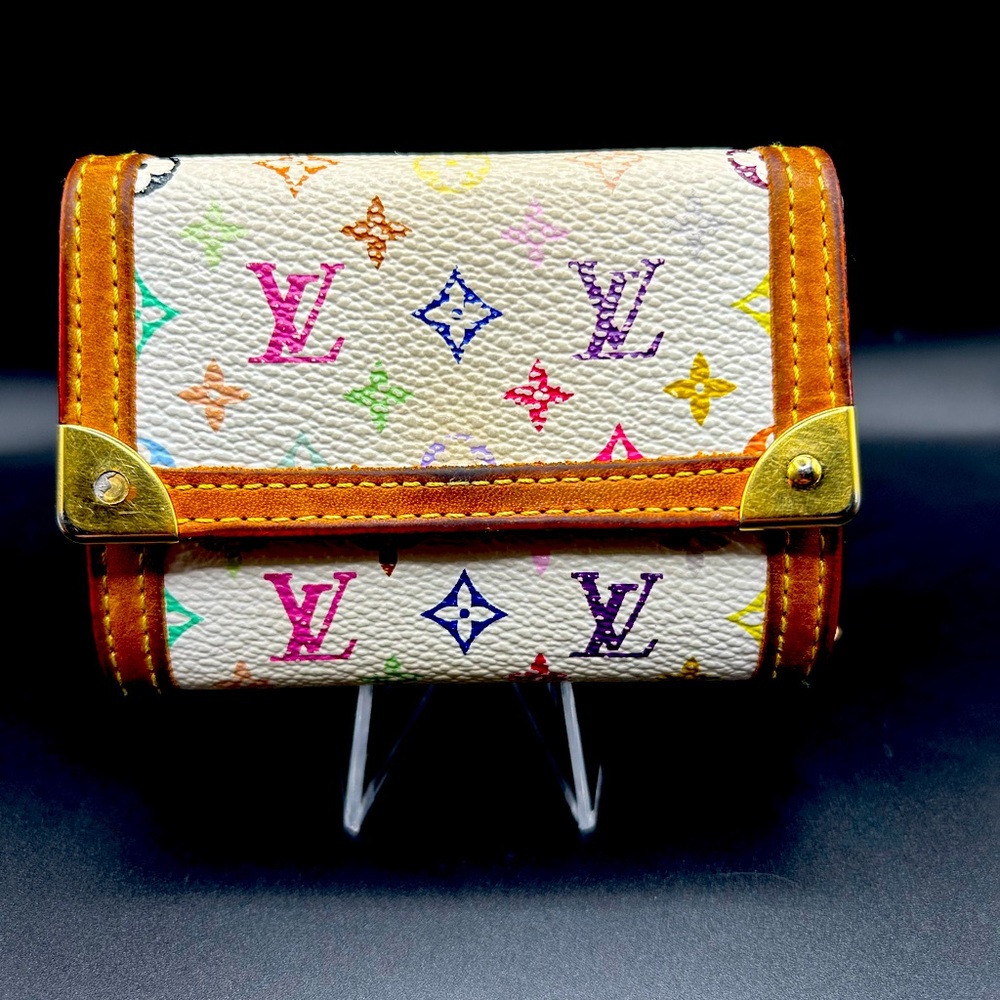 Louis Vuitton Monogram Multicolor Porte Monnaie Plat Coin Purse Wallet/ 9U0229
